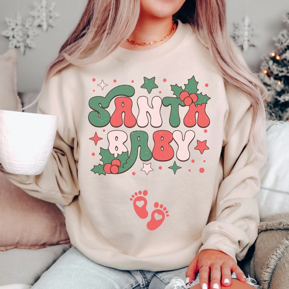 Santa Baby Pregnancy Maternity Christmas Sweater